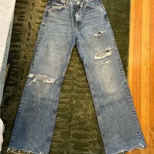 Zara Distressed Wide Leg Jeans